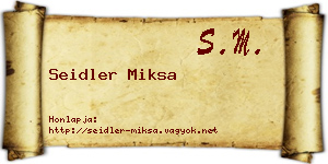 Seidler Miksa névjegykártya